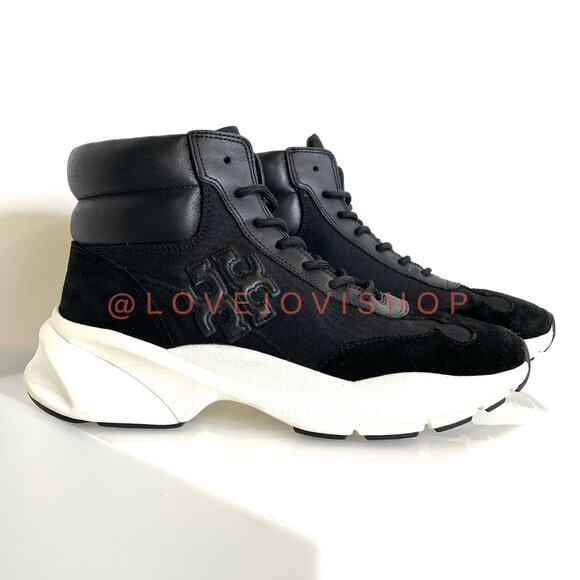 Athleisure | Tory Burch Suede Sneaker Boot | Black White Athleisure Comfy Winter - Picture 6 of 13